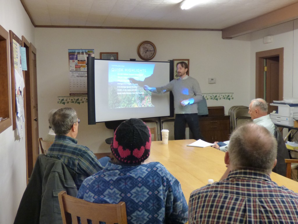 ROOST Director of Marketing Jasen Lawrence presents to the Piercefield town board.