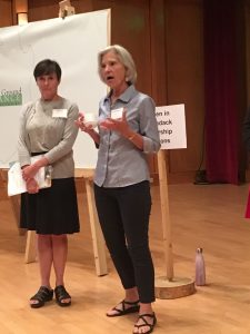 Barb Rice, left, and Teresa Sayward talk about the challenges women face in politics.