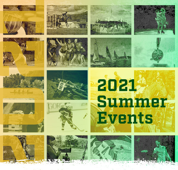 2021 Summer Events Header Image featuring text "2021 Summer Events" overlaid on historic Adirondack Event Images.