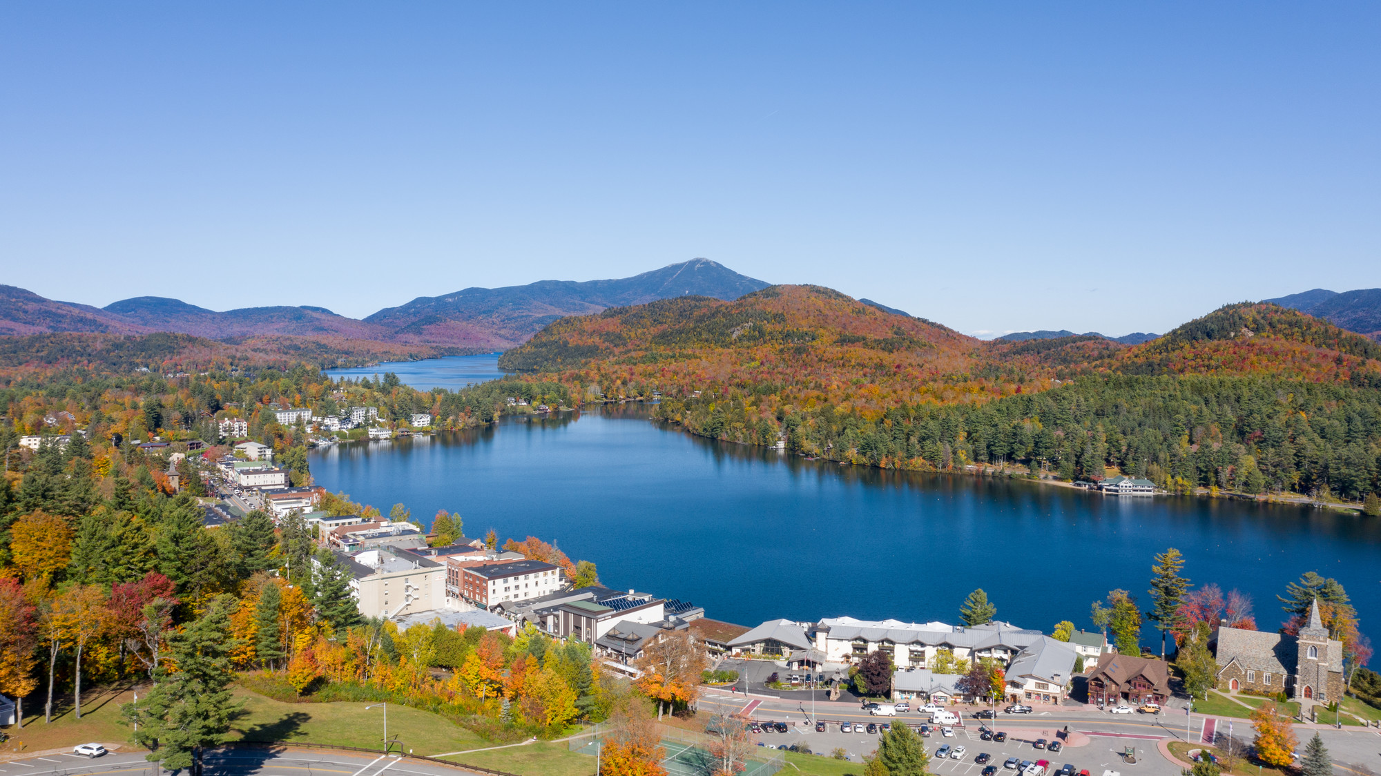 Lake Placid, town and lake, with Whiteface in the background